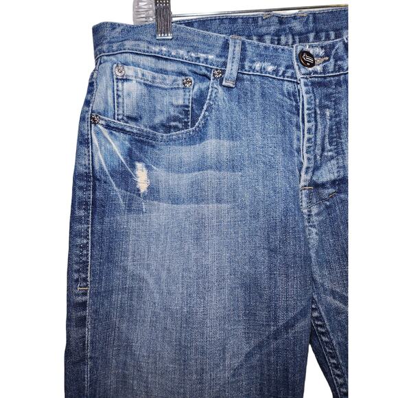William Rast Blue Denim Distressed Straight Jeans Size‎ 29 - Picture 2 of 12